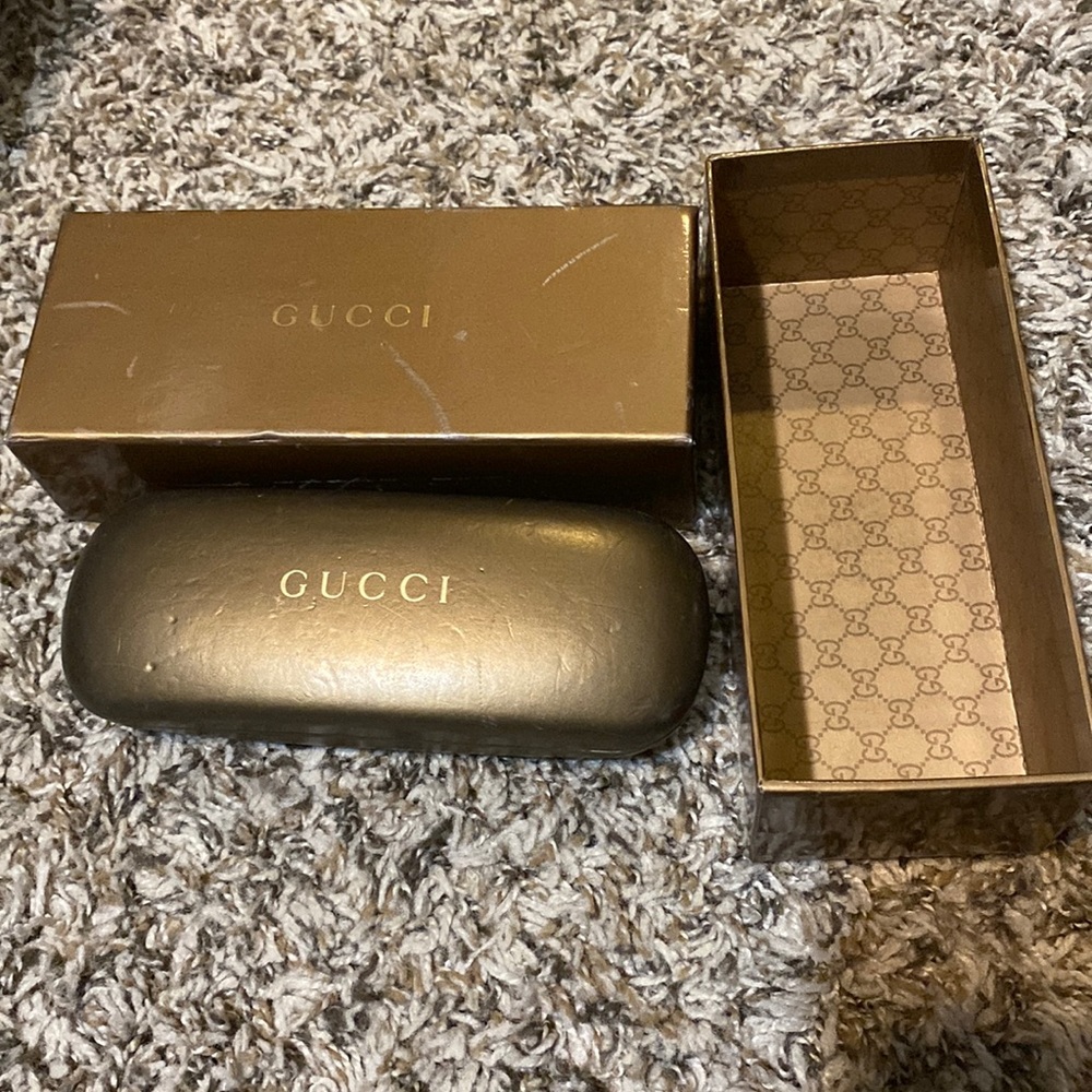 Gucci glasses case and box used. No glasses inside just the case and box.